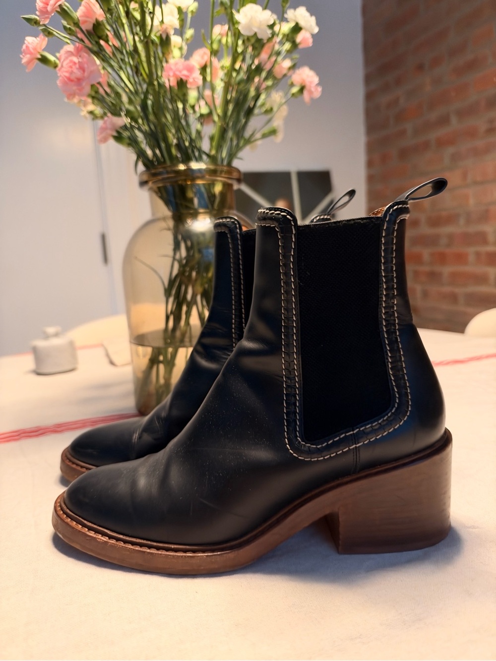 Chloe Black Leather Chelsea Ankle Booties